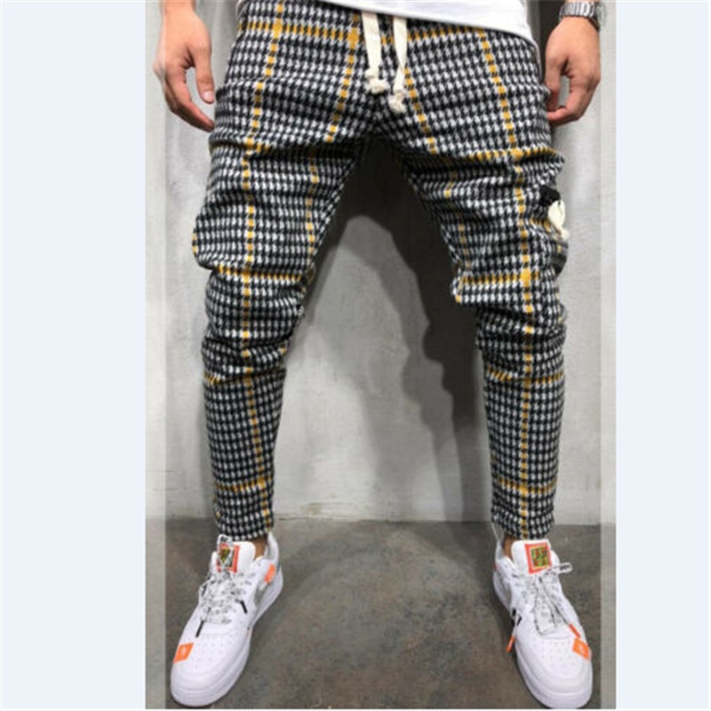 Pantalon Long à carreaux pour hommes, de , style Hip Hop, Harem élastique, printemps automne,