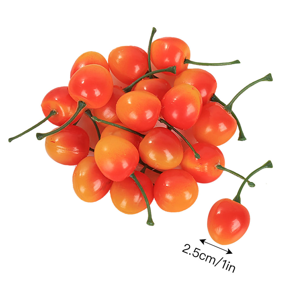 Simulation Cherry Cherries Realistic 2.5cm 50pcs/set 50pcs 205cm Plastic For Party Decor Mini Fruits