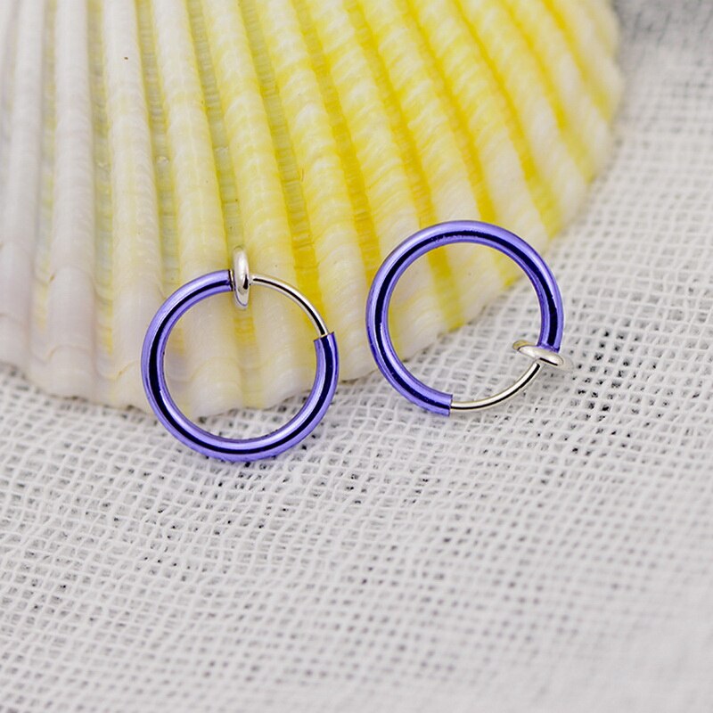 Einfache Punk Bar Lappen durchbohren Zunge Bauch Lippe Ring Knorpel Ohrringe Brincos Für Frauen ErkläSprosse Ohr Schmuck Nase Ringe: violett