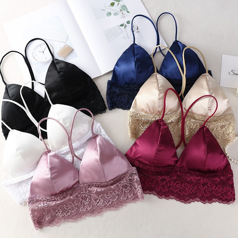 SilRiver Vrouwen Zijde Gewatteerde Bralette Diepe V Bh Draad