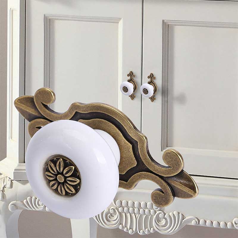 antiguo porcelana Tiradores para muebles, pomos de puerta de muebles antiguo blanco de cerámica de oro asas para mobiliario metálico Tiradores para muebles, pomos 1pc