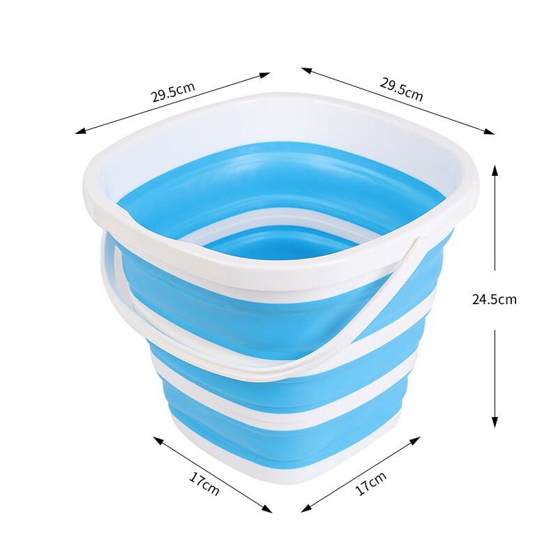 10L Silicone Bucket for Fishing Folding Bucket Car Wash Outdoor Folding Collapsible Supplies Square Bathroom Kitchen Camp Bucket: Blue