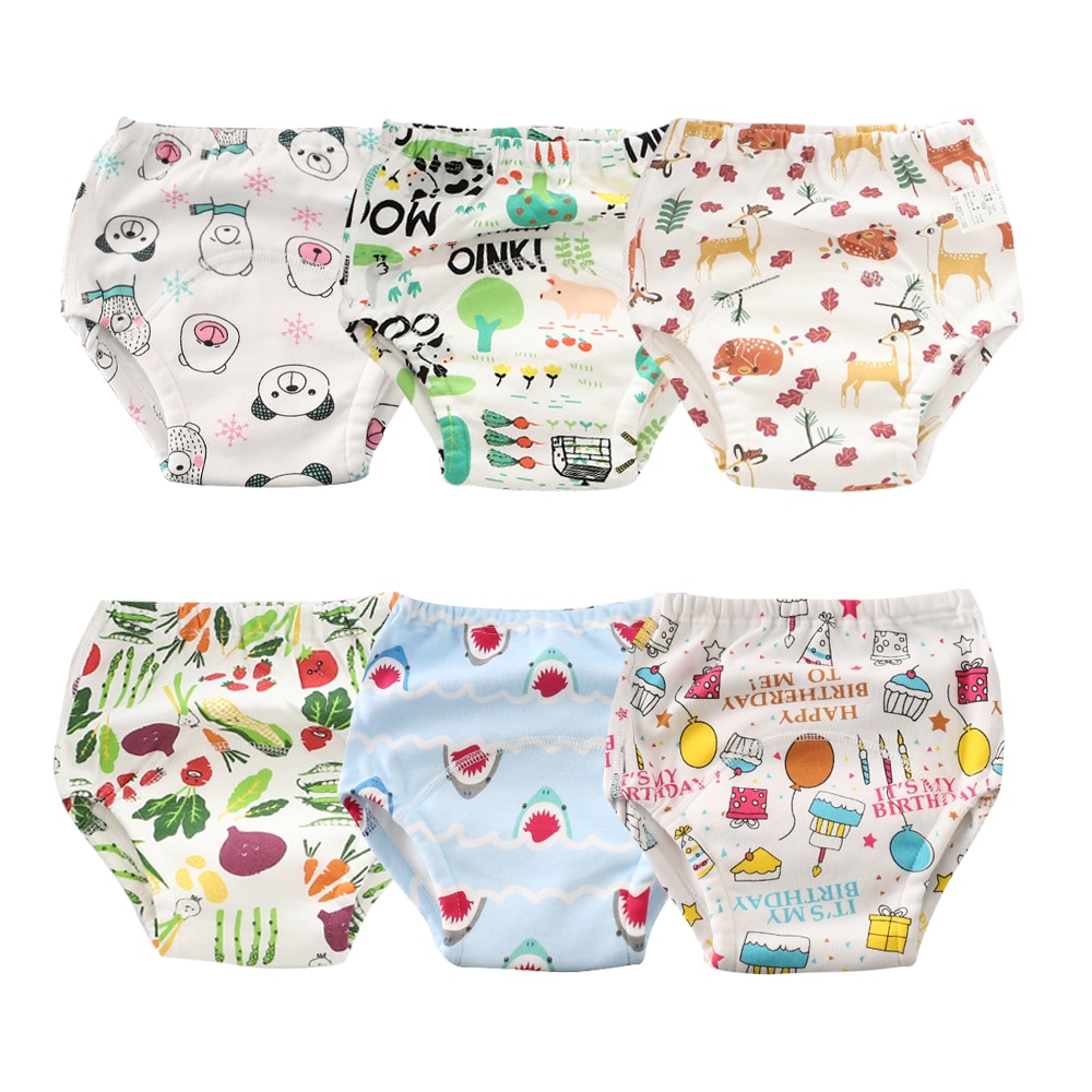6 stuks/partij 6- laags katoenen trainingsbroekjes voor baby's stoffen luierbroekjes unisex peuter ondergoed kinderkleding onderbroekjes
