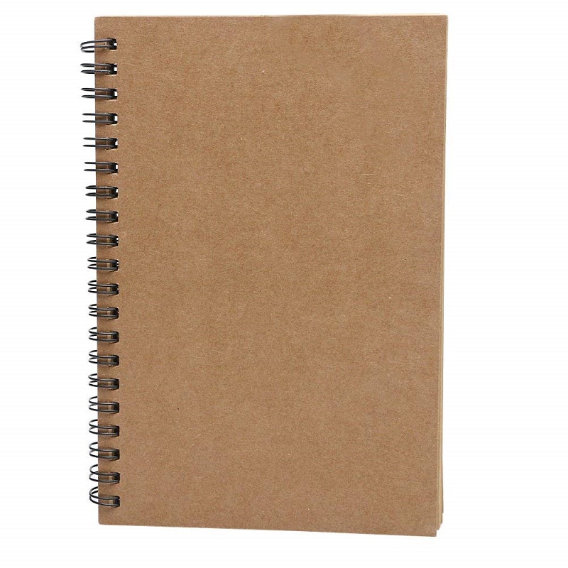 XRHYY Retro Spiral Coil Notebook Kraft Blank Sketchbook for Drawing Painting Graffiti Sketch Book Memo Pad Office And School: Brown-Small
