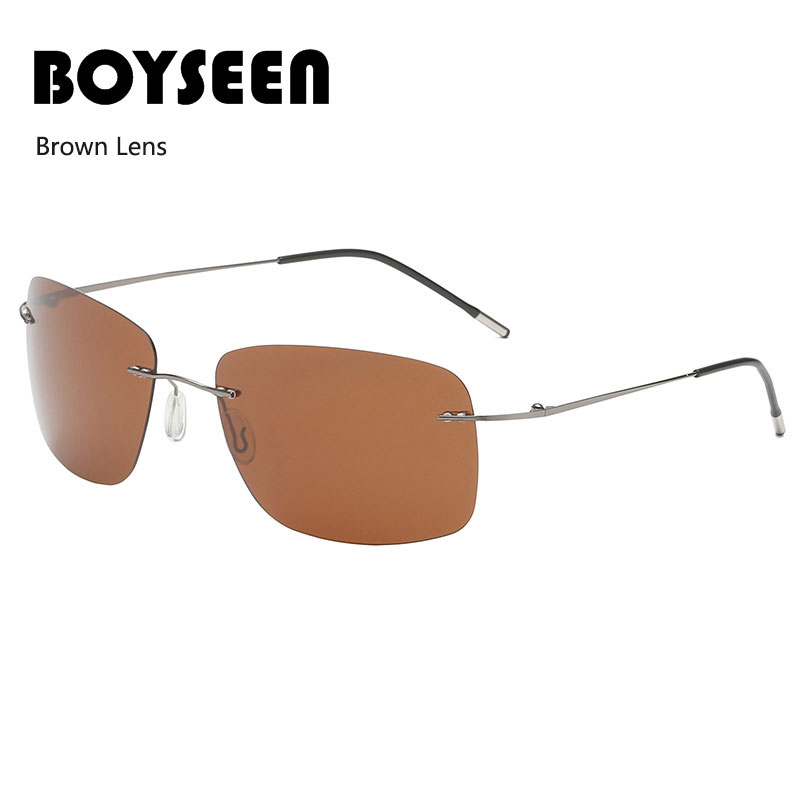 Rahmenlose polarisierte Sonnenbrille aus Titan für Fahrer, Nachtsichtbrille, zusammenklappbar, ultraleichte Titan-Sonnenbrille mit Farbfilm