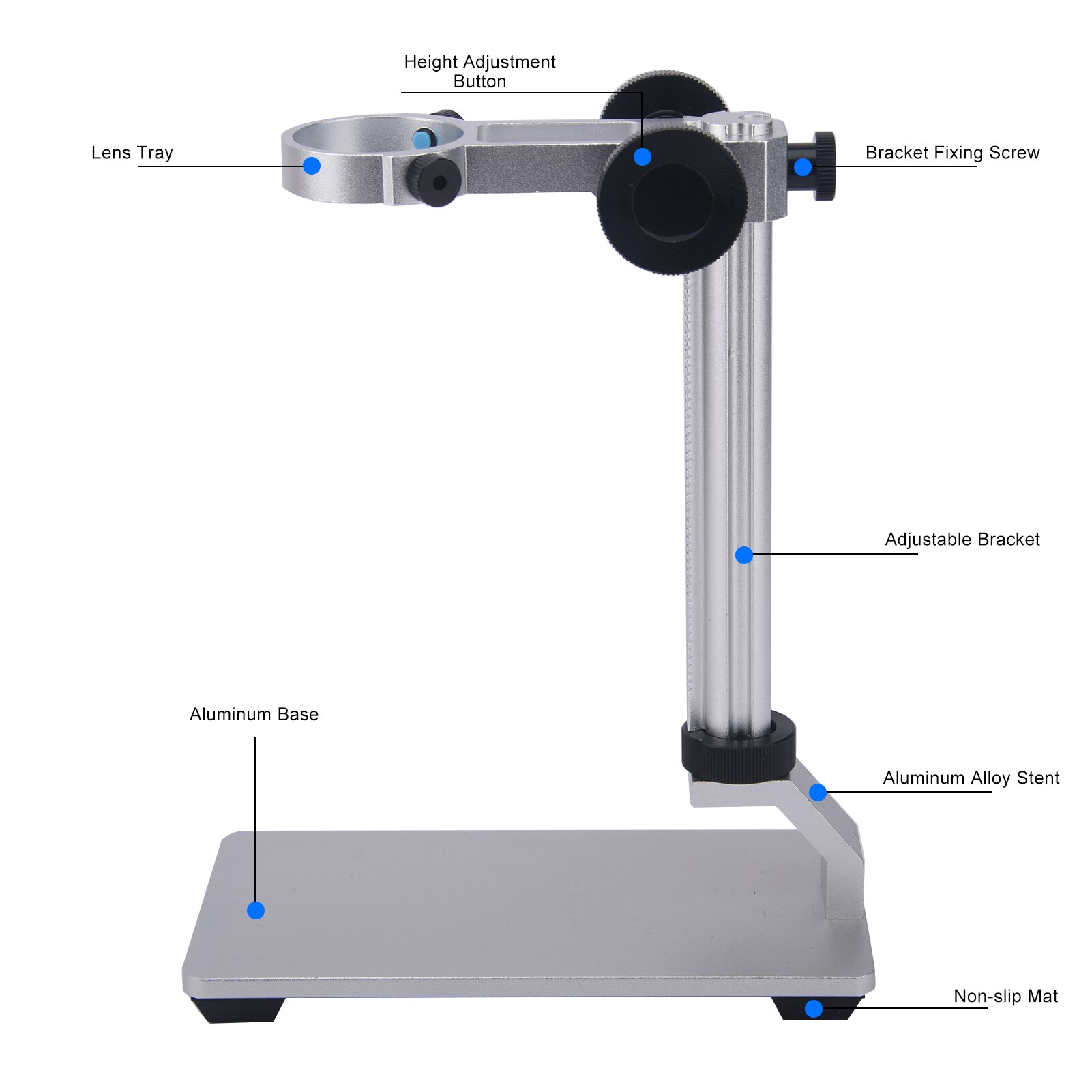 Stand Support Microscope Holder Aluminum Alloy Desktop Base Universal Digital Bracket Adjustable 1.18 To 1.3inch