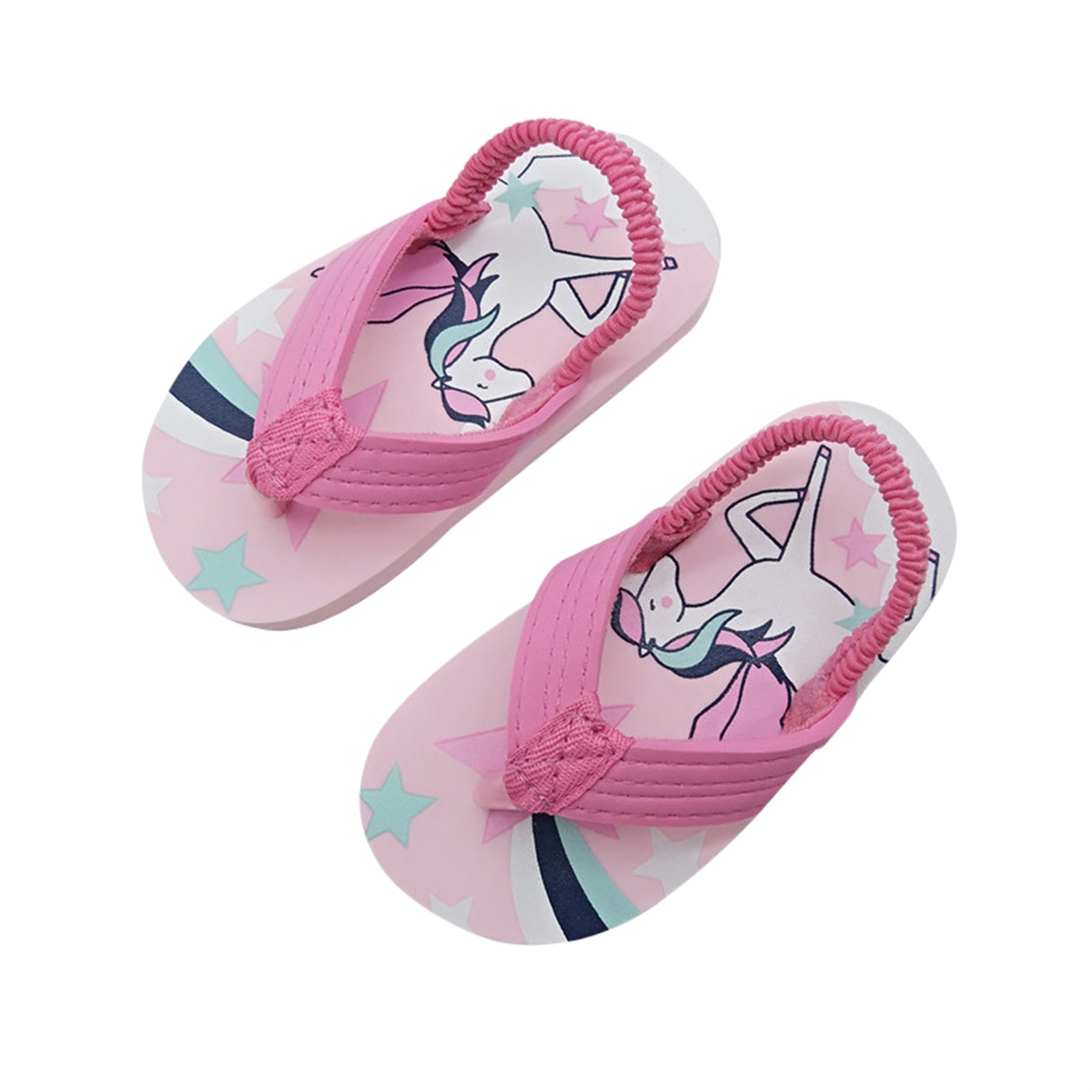 Tongs d'été pour bébés filles, pantoufles imprimées, sandales de bain, douche, plage, piscine, talon élastique, étanche, décontractées: Rose / 15.5