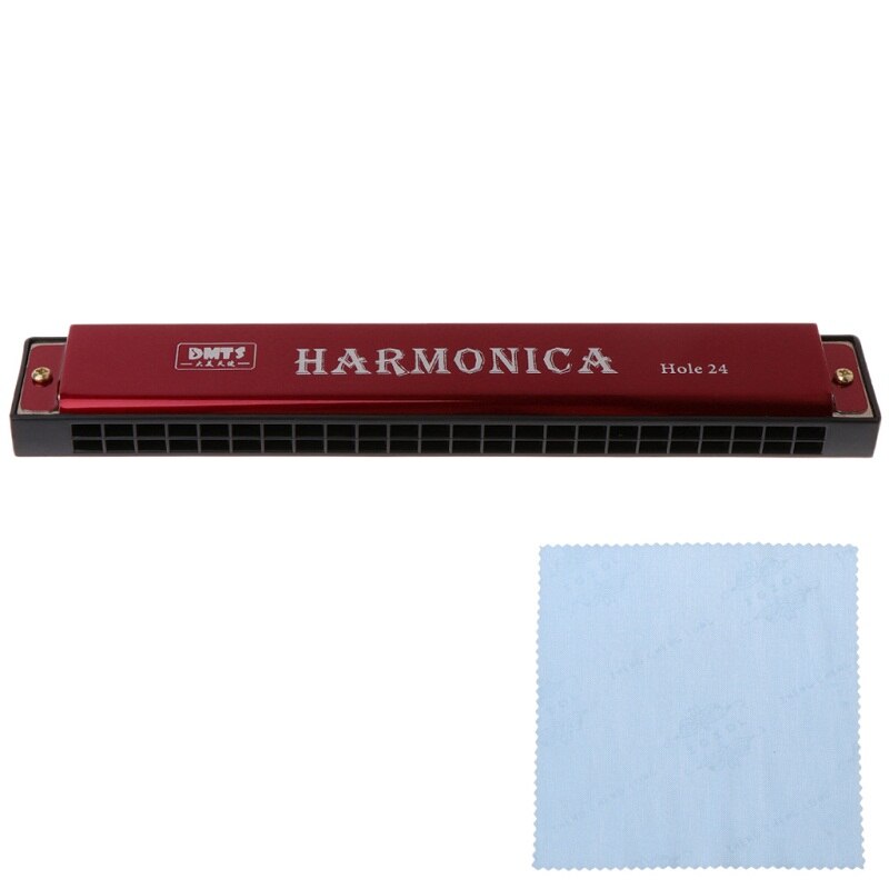Professionele 24 Hole Harmonica Sleutel van C Mond Metalen Orgel voor Beginners: Rood