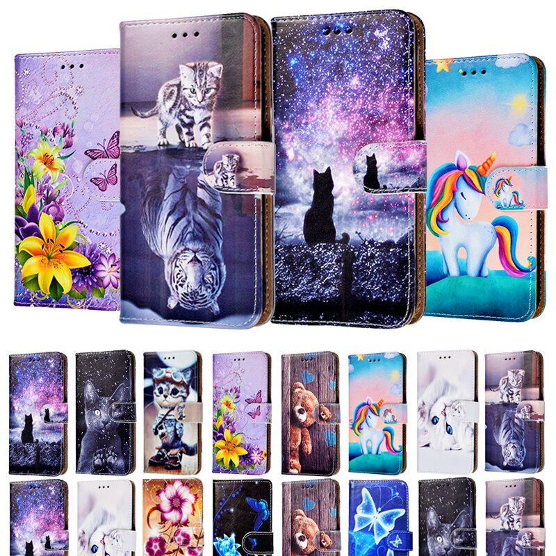 Leather Flip Wallet Cover For Alcatel 1S Cases Girls Boys Kids Cartoon Case For Alcatel 1S 1 S 5028D 5028Y 5024D Cover