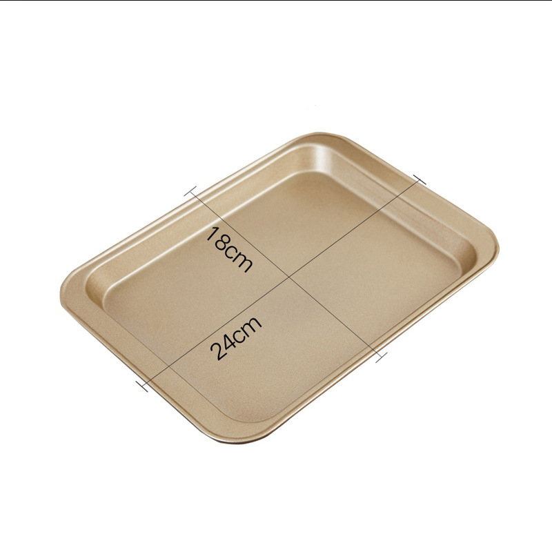 Rechthoekige Non-stick Brood Cake Bakvormen Lade Bakplaat Oven Rechthoekige Zwarte Bakplaat Diy Bakken Anti-aanbak Bakvormen Tray: Golden small