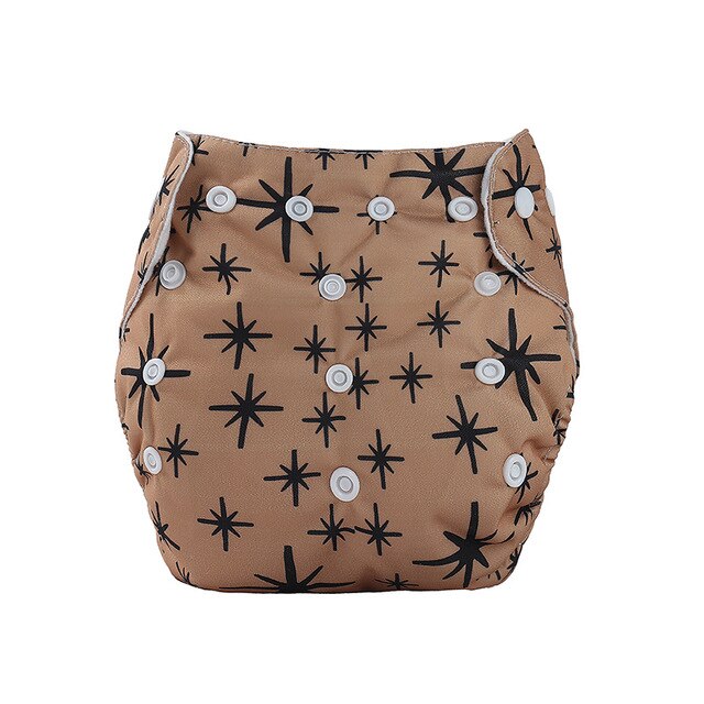 3pcs/lot Baby Cloth Diaper Reusable Washable Printed Infant Nappies Adjustable Diaper Cover with Star Prints Suede Inner Cloth: 3 yellow star