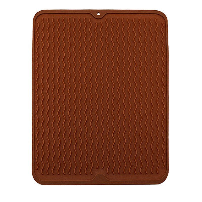 Large Multifuctional Silicone Protection Drying Mat Heat Insulation Holder Dish Cup Draining Pad Table Placemat Tray Kitchenware: 40x30cm Brown