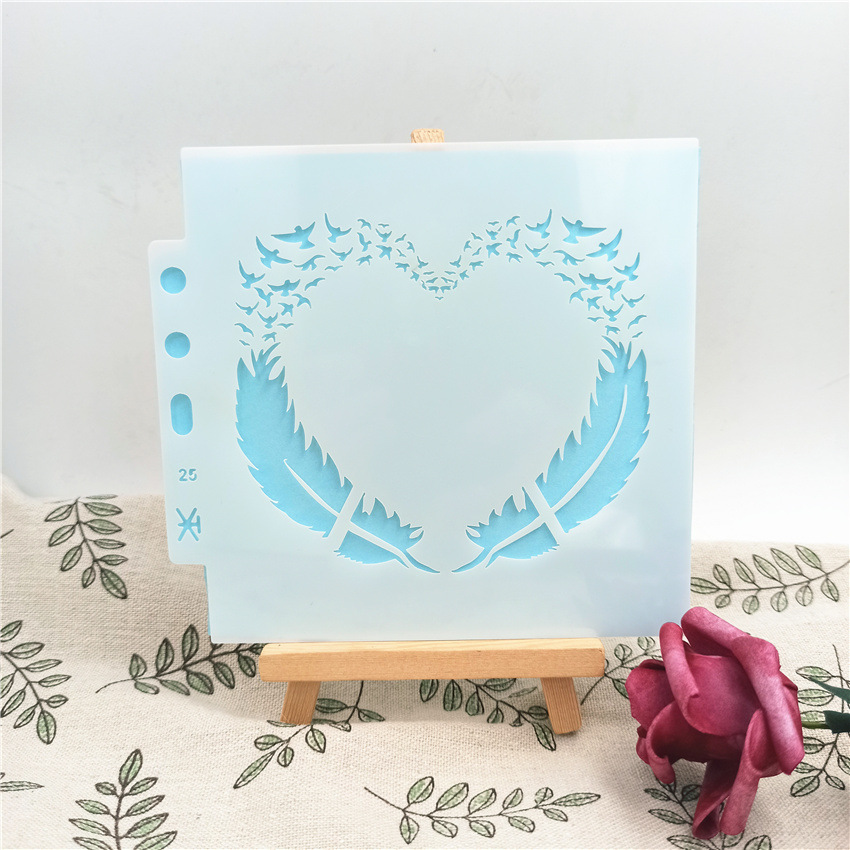 1pc Hand Heart stencil painting template hollowing spray pattern stencils painting hollowing out lace ruler journal accessories