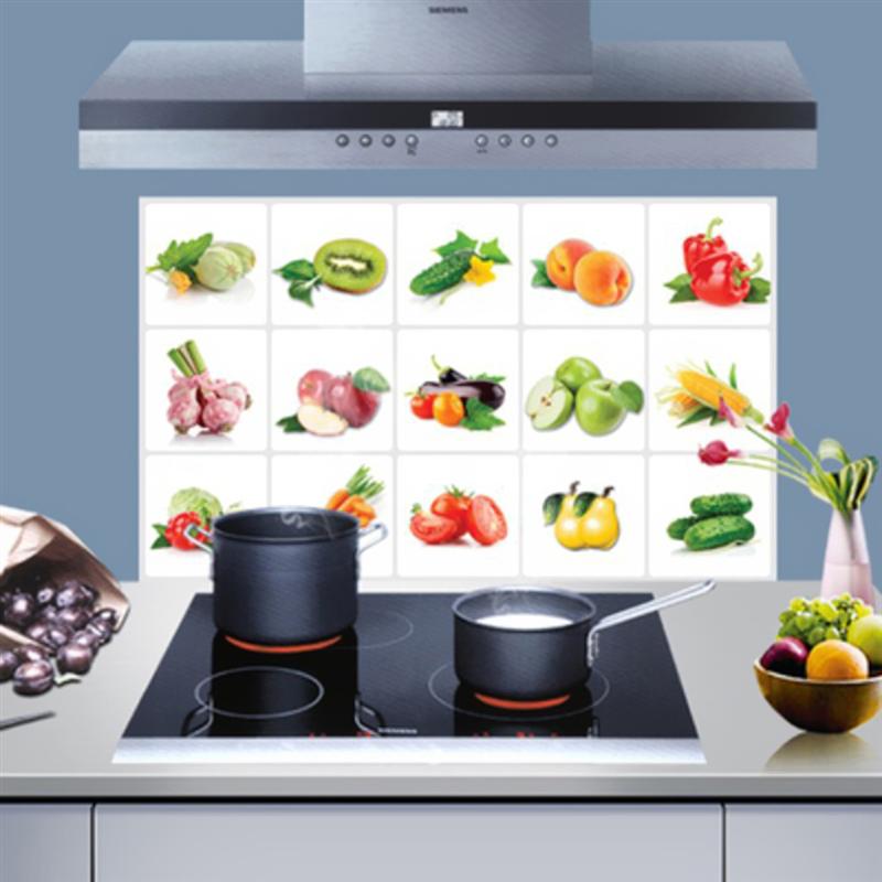 Vegetable Fruit Kitchen Stickers Anti-oil Paste Waterproof Removable Wall Stickers Decals Wallpaper Tile Decor