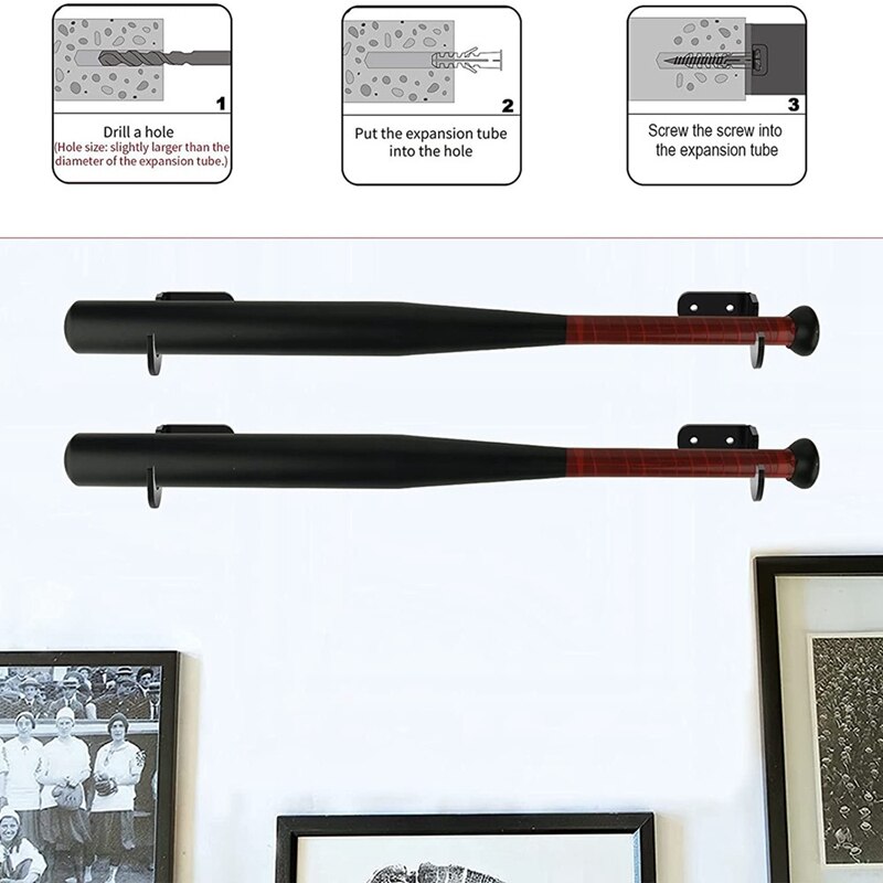 Bate de béisbol de montaje en pared Horizontal-resistente bate de acrílico-se adapta a cualquier bates de béisbol o Softball