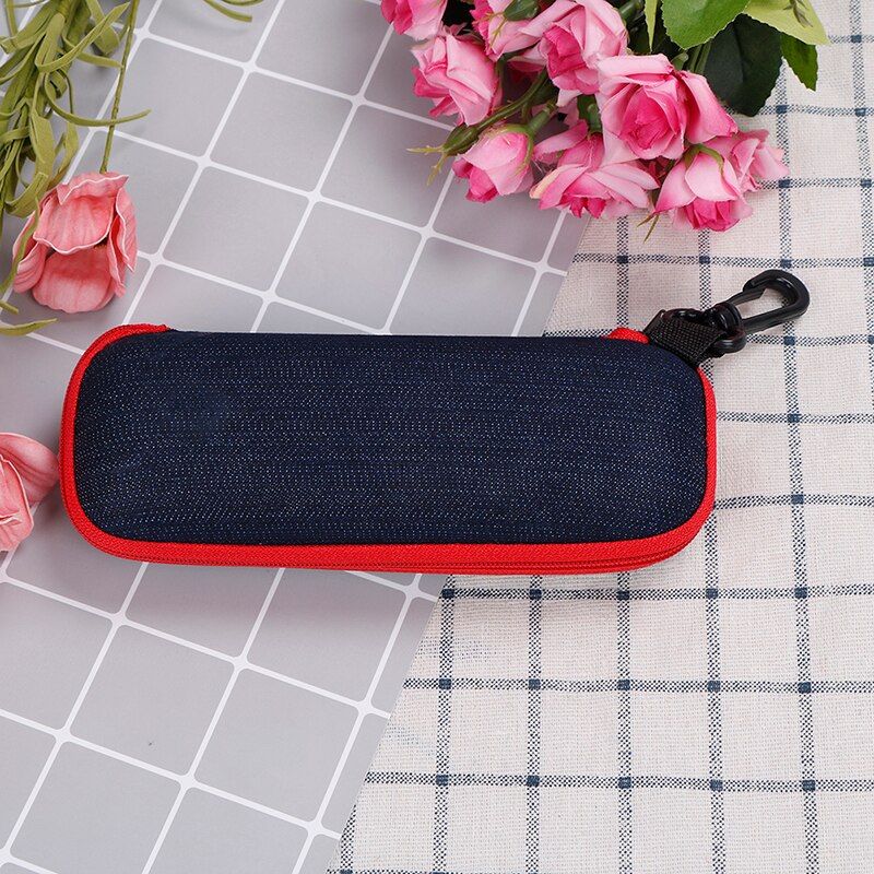 Glazen Doos Denim Stof Rits Zonnebril Bescherming Container Creatieve Rits Potlood Tas Schooltas Briefpapier: Rood