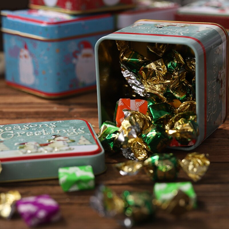 Prægning juleblik tomme dåser slikkage opbevaringsbeholder dekorativ æske