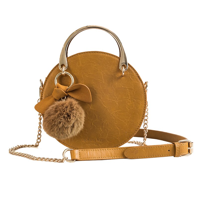 Damestas van pu-leer, dameshandtas van metaal, haarbalketting, schoudertas, messenger bag