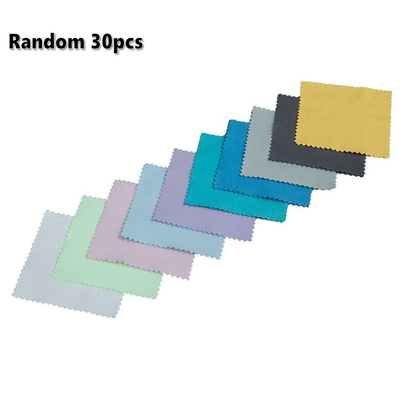50/40/30/20/10Pcs Sieraden Schoonmaakdoekje Roze Polijsten Doek Voor Sterling Zilver Goud platina Kleine Polish Doek 8x8cm: Random 30pcs
