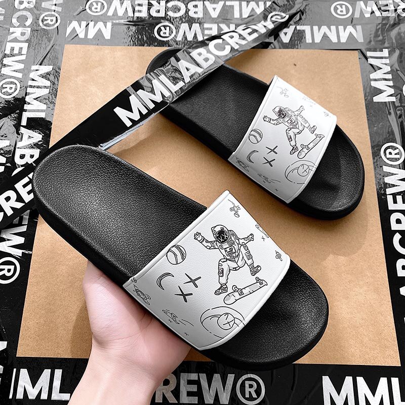 Zapatillas de verano para hombre y mujer, zapatos de astronauta espacial para exteriores, zuecos para amantes del jardín, pantuflas deslizantes de baño para interior, Chanclas de playa: Blanco / 44