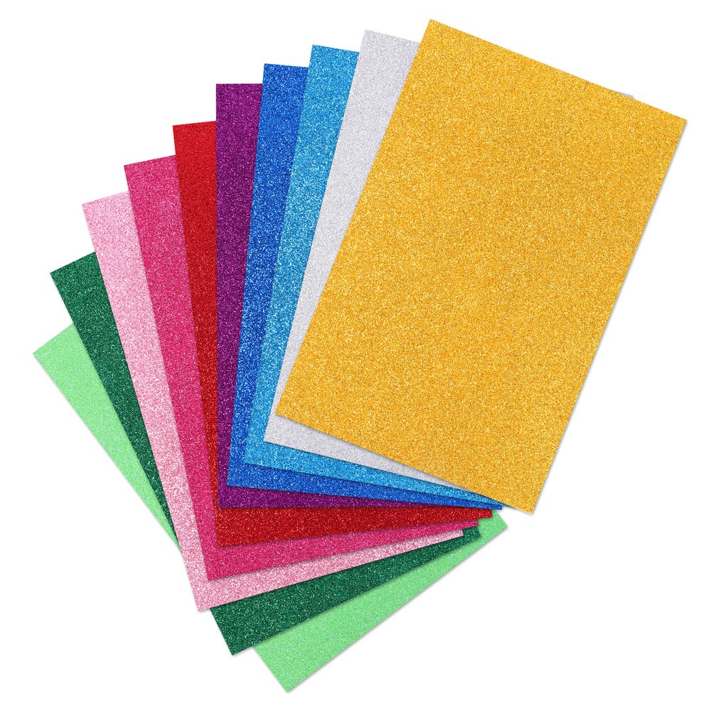 Supvox 10pcs DIY Sheets Colorful EVA Sheets A4 Glittering Paper For DIY Scrapbooking Projects Art Craft Sponge Shiny Sheets: Default Title