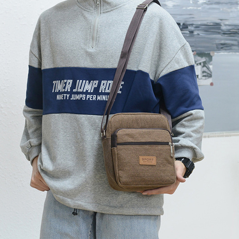 Bolso lateral para hombre, bandolera de negocios, versión coreana de , bandolera de hombro individual de lona de gran capacidad para hombre