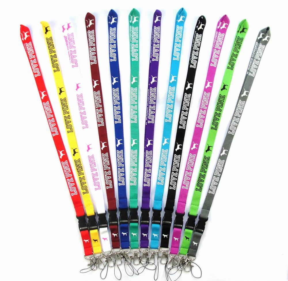 10pcs/lot 1.5cm*105cm Cellphone lanyard Straps Clothing Keys Chain ID cards Holder Detachable Buckle VS Love PINK Lanyards
