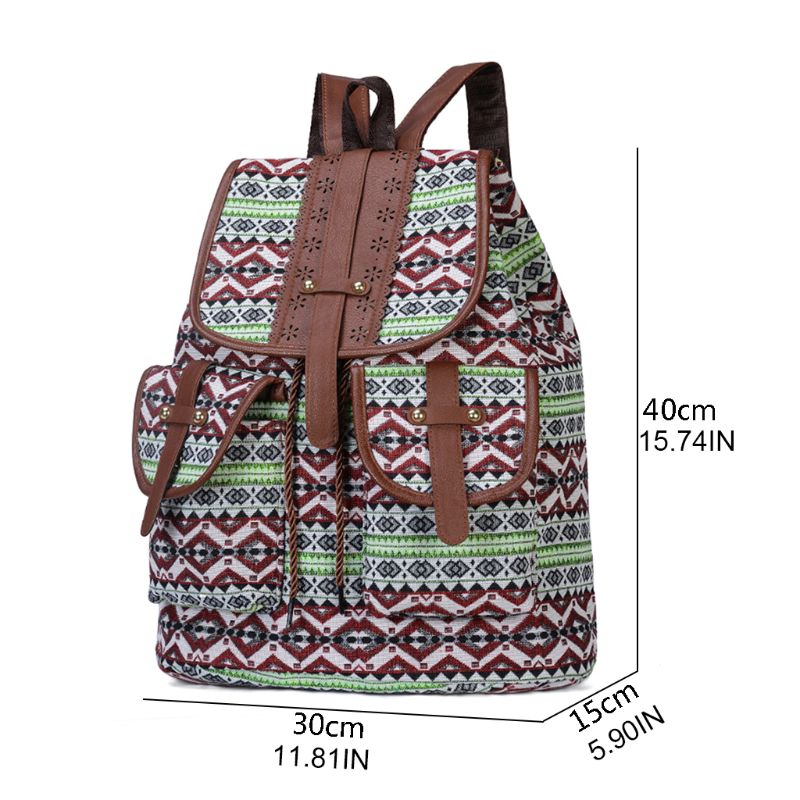 Mochila escolar Retro Bohemia para mujer, bolsa de lona con estampado de cordón, multifunción, novedad de