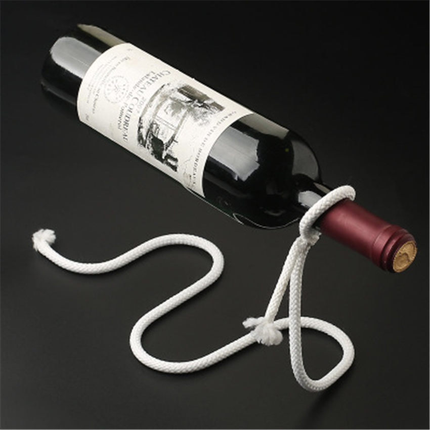 Kreative Handwerk Kette Wein Gestell Magie 3D Ausgesetzt Alkohol Flasche Halfter Weiß Seil Wein Flasche Halfter Praktische Heimat Küche Bar