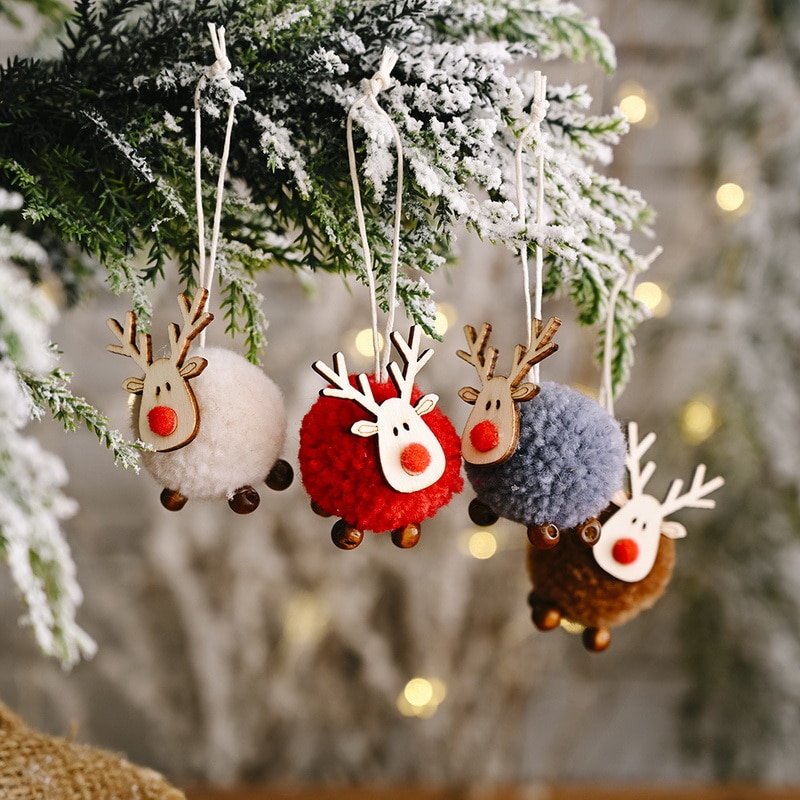 Décoration de noël feutre cerf arbre de noël pendentif ornements Mini Elk nouvel an enfants décor de noël décorations de fête à la maison