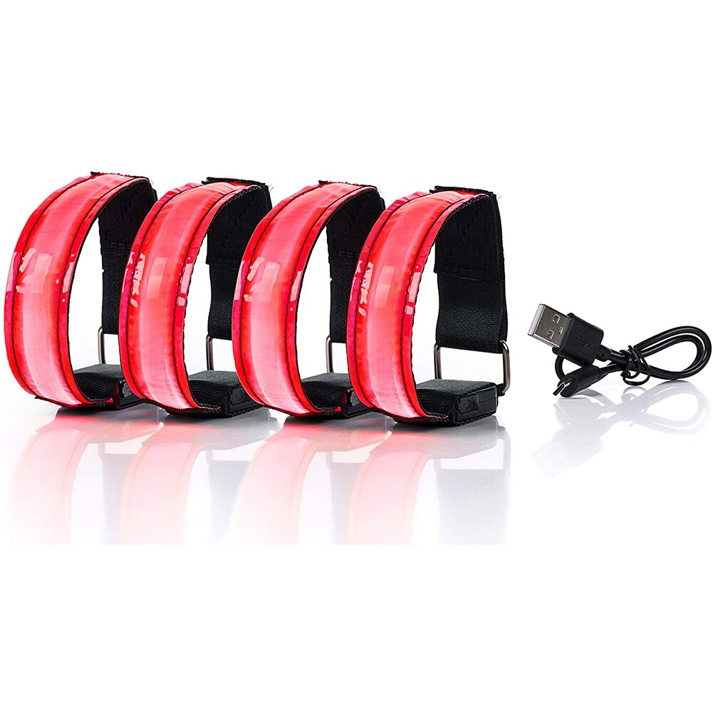 Usb Opladen Led Lichtgevende Night Running Armband Armband Night Reflecterende Veiligheidsgordel Outdoor Sport Lichtgevende Arm Band: Red 1 Pcs