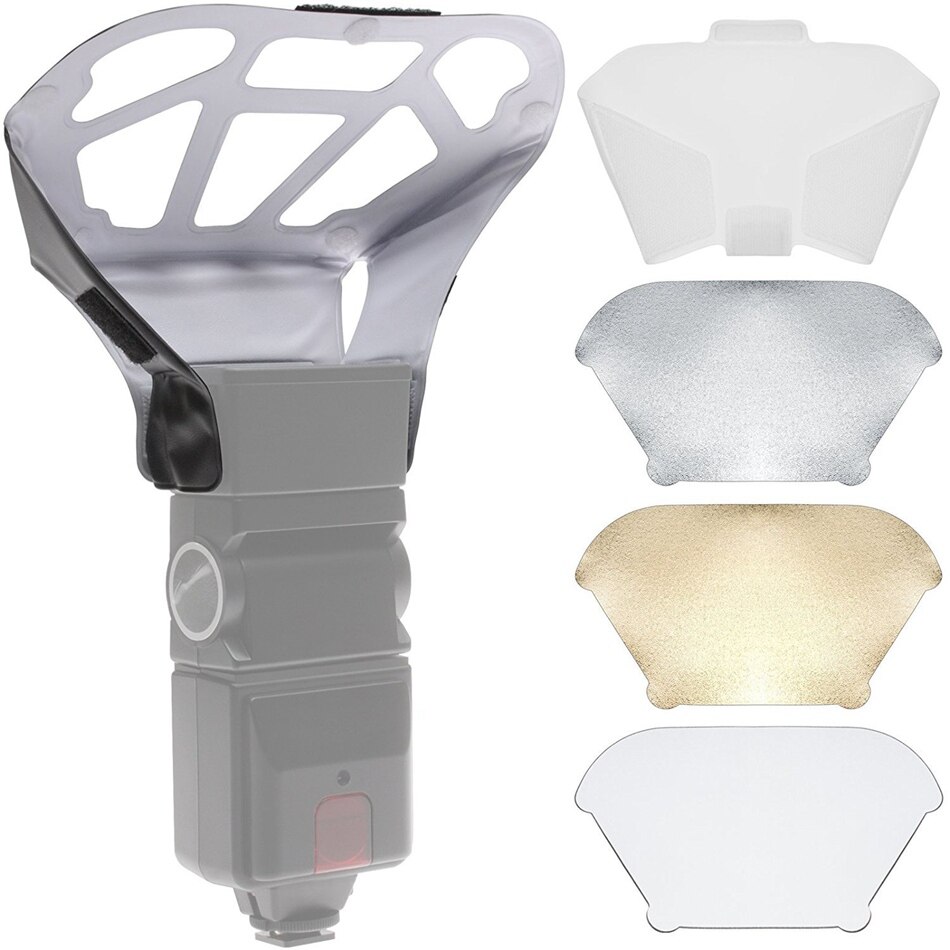 Professionelle 3 in1 Externe Blitz Weichen Diffusor Gold Silber Weiß Reflektor oben Licht Blitz Farbe Filter für Kanon für Nikon