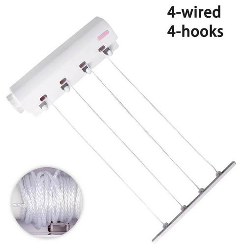 Wall Mounted Hanger Retractable Indoor Clothes Hanger Drying Rack Towel Rack Automatic Telescopic Clothesline Clothes Dryer: Four rope hooks