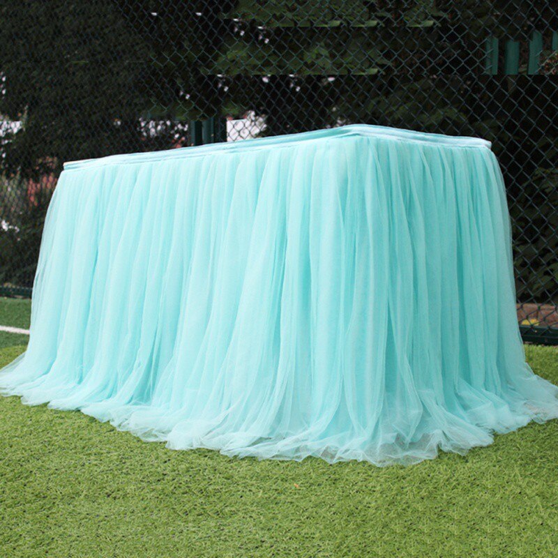 Tutu Tulle Tafel Rok Elastische Mesh Tulle Servies Tafelkleed Voor Bruiloft Tafel Decoratie Thuis Textiel Accessoires #1: Roze