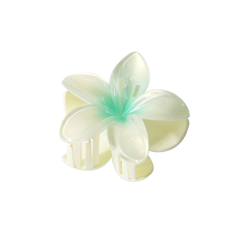 Pinza para el pelo con forma de flor para mujer y niña, pasadores de horquilla, soporte para cola de caballo, accesorios para la cabeza de playa, 8CM: Verde