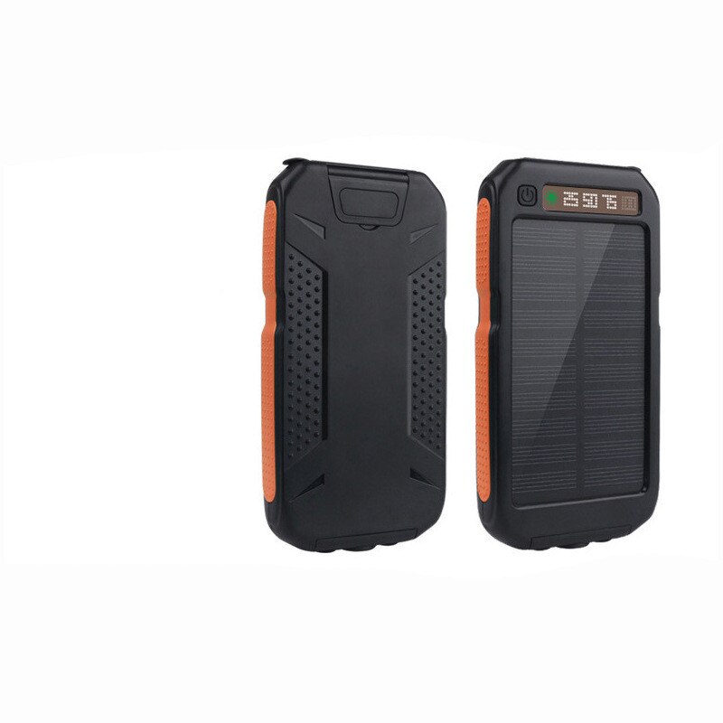 30000Mah Snelle Charger Portable Solar Power Bank Met Zonnepaneel 2 Usb-poort Dightal Display Power Bank Voor Xiaomi samsung Iphone
