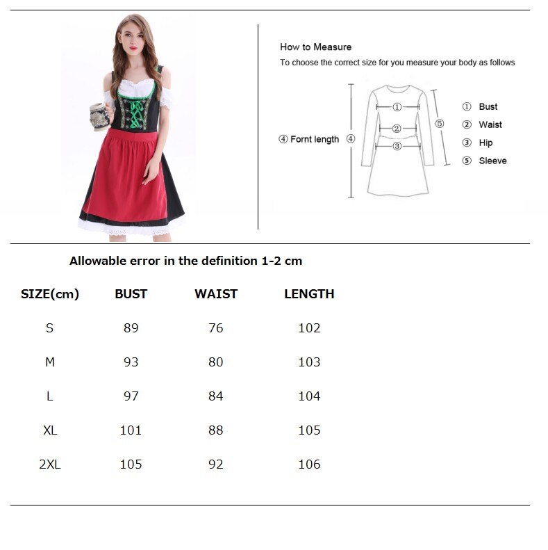 Duitsland Dames Oktoberfest Bier Meisje Meid Kostuum Dirndl Serveerster Korte Heidi Fancy Dress