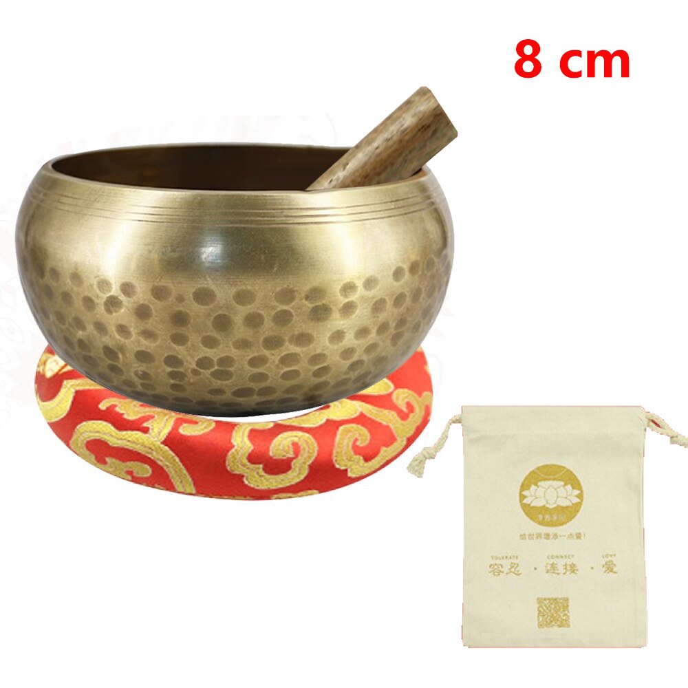 Tibetan Singing Bowl Set Buddha Sound Bowl Nepal Handmade Meditation Chanting Bowl for Healing and Mindfulness: 8cm