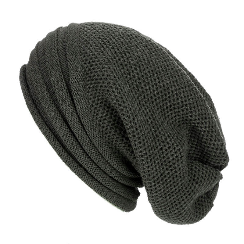 Vinter baggy slouchy beanie mössa ull stickad varm mössa för män kvinnor beanie oversized vintermössa för skidåkning: Mörkgrå