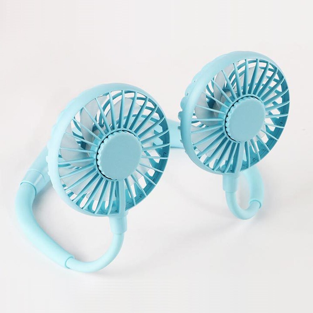 Justerbar 7 blad mini usb genopladelig ventilator bærbar hals sport fan halsbånd skrivebord hånd air fan conditioner til værelse