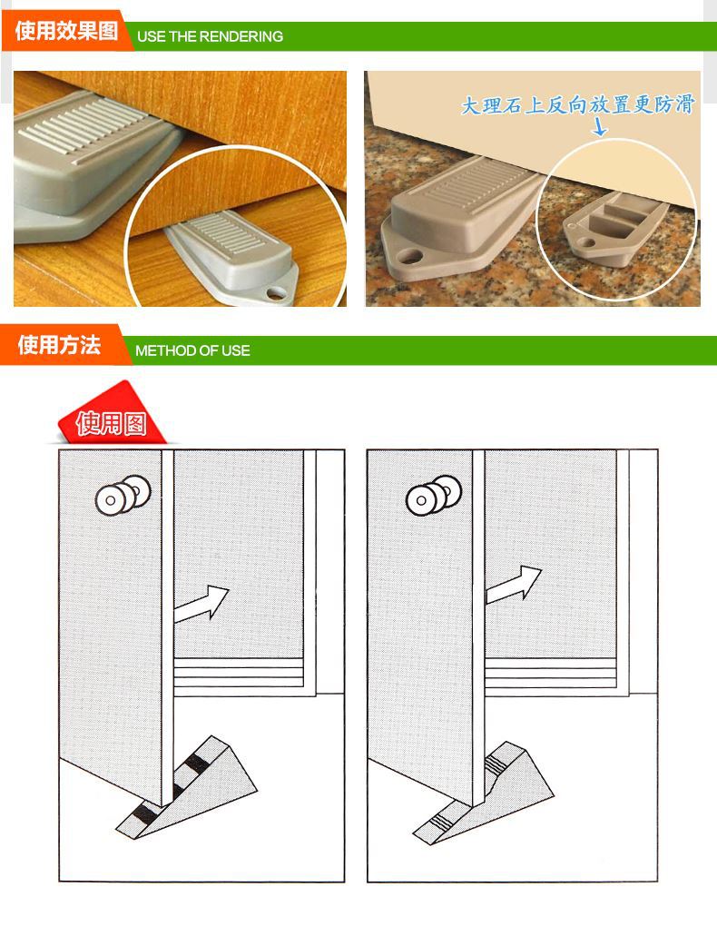 1pc Door Wedge Shaped Rubber Door Stops Non-Slip Black Rubber Door Buffers For Office Home Floor Door Stopper