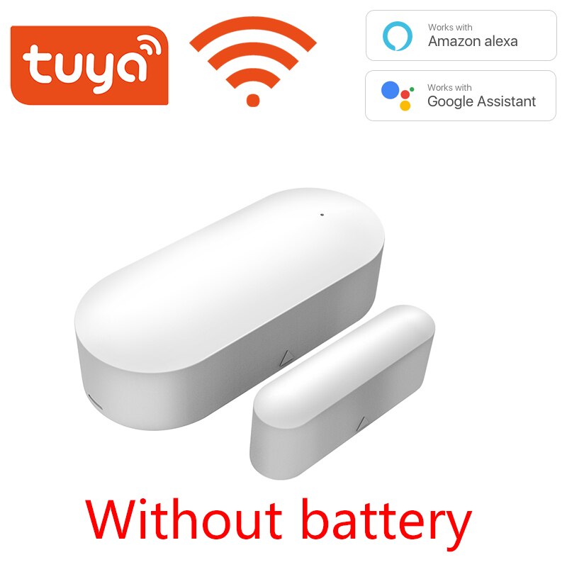 Tuya dørsensor med batteri genopladningsport trådløs magnetisk vinduesdetektor magnetkontakt åben alarm smart life alexagoogle: Wifi uden batteri
