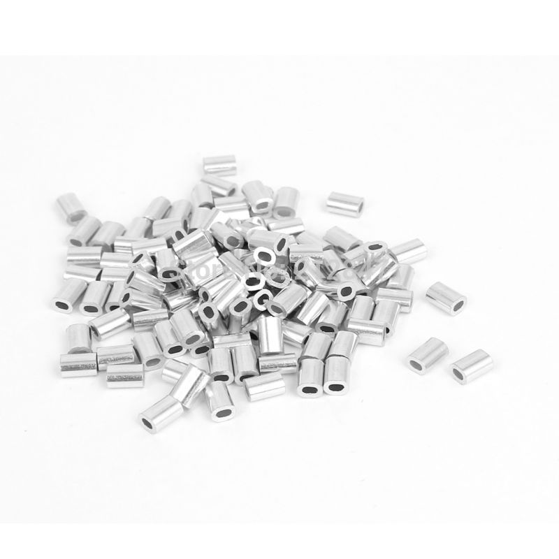 0,8mm 1/32 &quot;Stahldraht Seil Aluminiumhülsen Ärmeln Silber Tonne 100 Stücke