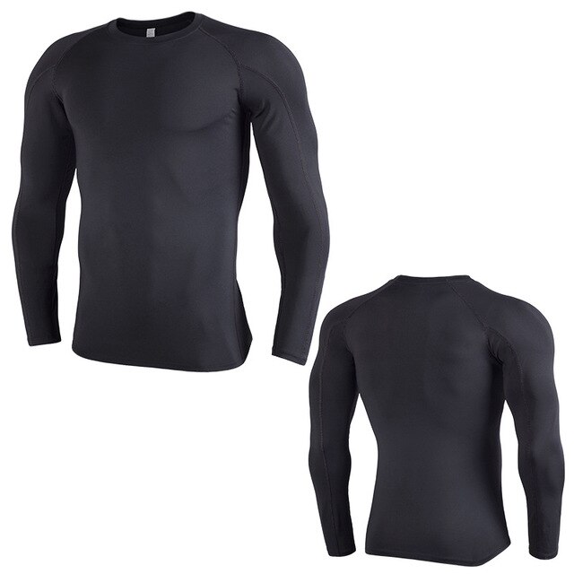 Compression Shirts Long Sleeve Running T-Shirt Men Sport Jogging Fitness Sportswear Men&#39;s Quick Dry Tops Training Suit: 901 black / Asian size S