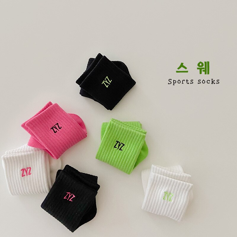 1-8Year 3 Pairs 2022 En Najaar Plaid Tube Sokken Katoen Schattige Meisjes Bloem Sokken