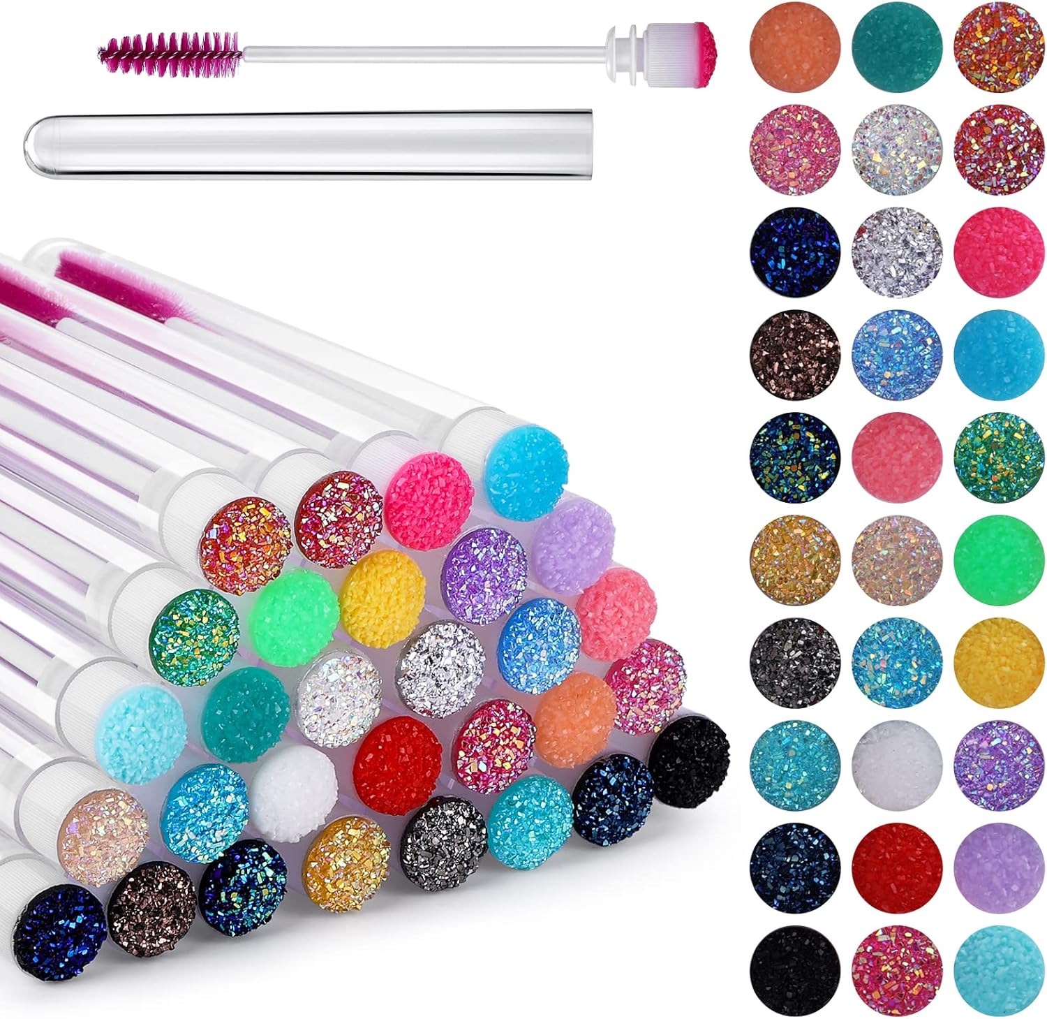 Reusable 50sets Eyelash Mascara Wands With Tube Lash Spoolie Brush In Container Disposable Eyebrow Applicator Case