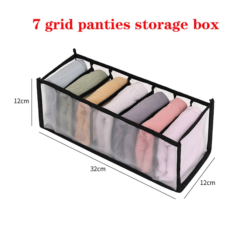 Sous-vêtements boîte de rangement Placard Organisateur Pliable Sous-Vêtements Organisateurs de Stockage de chaussettes Diviseurs Tiroir Organisateur Garde-Robe organisateur: Black 7 Grid