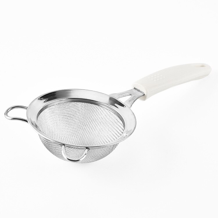 30 Mesh Stainless Steel Flour Sieve White Handle Manual Double Layer Fine Mesh Oil Strainer Baking Tool Kitchen Supplies