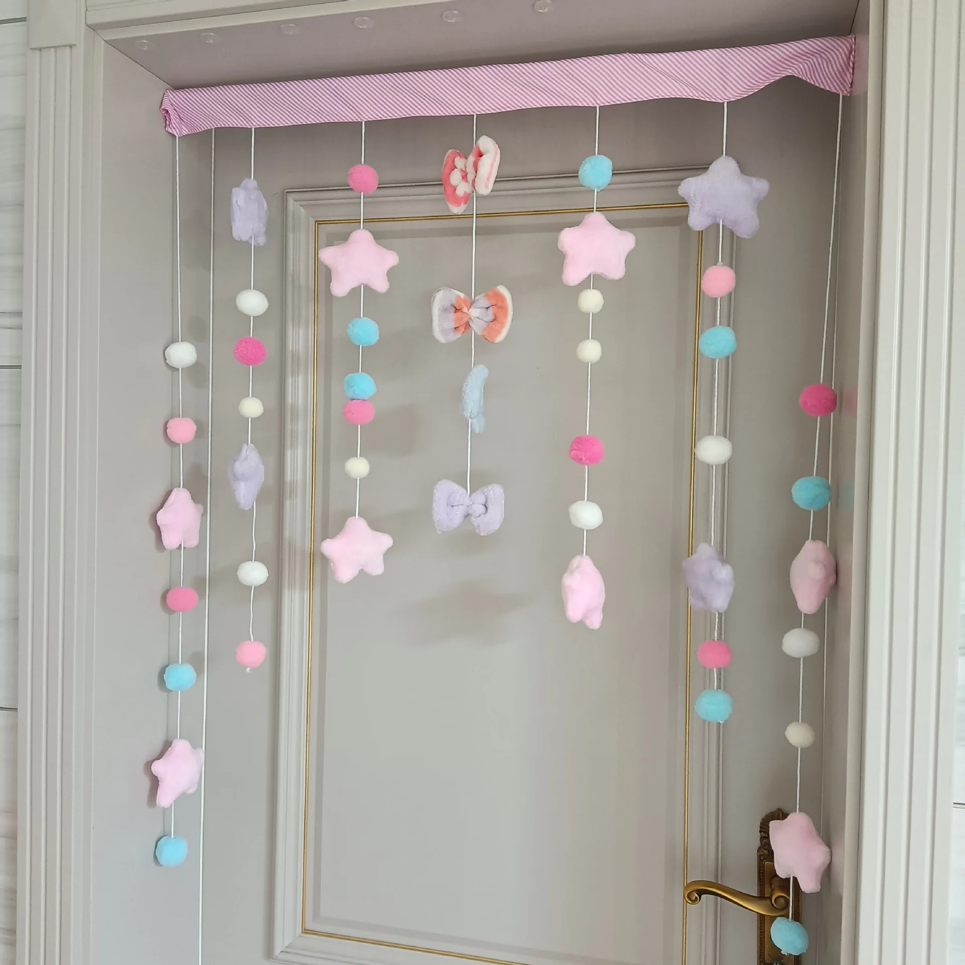 Korean Japan Plush Balls Tassel Doorway Curtains Ball Door Curtain Pendant Melody Kitchen Bedroom Living Room Girls Room Decor: Dark Grey