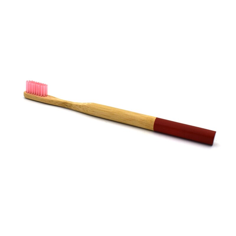 Trätandborste miljömässigt bambu runt handtag mjuk borste färgglada borstar box paket kostym för vuxenmärke denta& #39 ;l care: Rosa